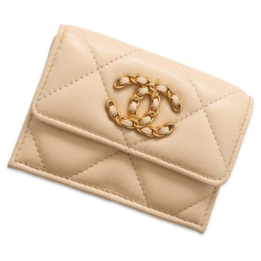 CHANEL CHANEL19 Small Flap Wallet Beige AP1789 Lambskin