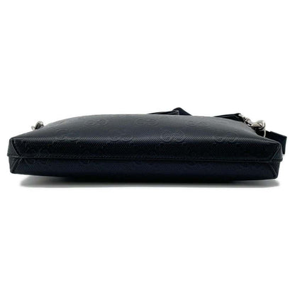 GUCCI GG-embossed messenger bag Black 696009 Leather