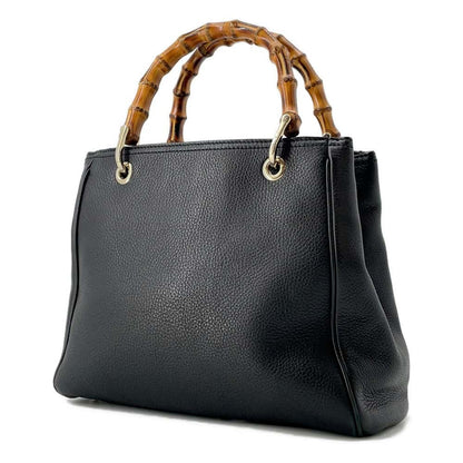GUCCI Bamboo Shopper Tote Black 336032 Leather