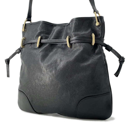 GUCCI Horsebit Shoulder Bag Black 602089 Leather