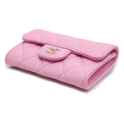 Chanel Matelasse Classic Flap Card Case Pink AP0214 Caviar Leather