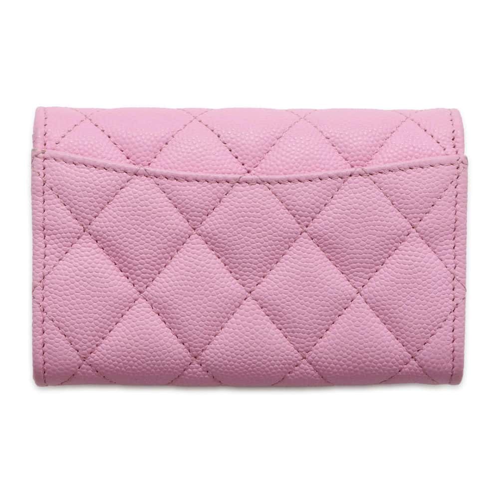 Chanel Matelasse Classic Flap Card Case Pink AP0214 Caviar Leather