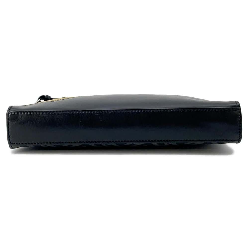 FENDI Zucca Slim Clutch Bag Black/Gray 7VA491 PVC Coated Canvas Leather