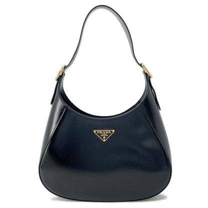 PRADA Triangle Logo One Shoulder Bag Black 1BC179 Leather