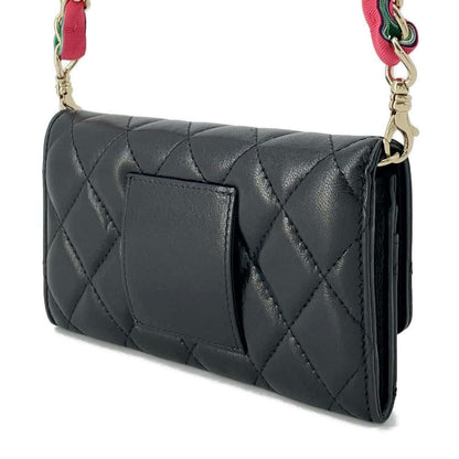 CHANEL Matelasse Flap Chain Wallet Black Lambskin