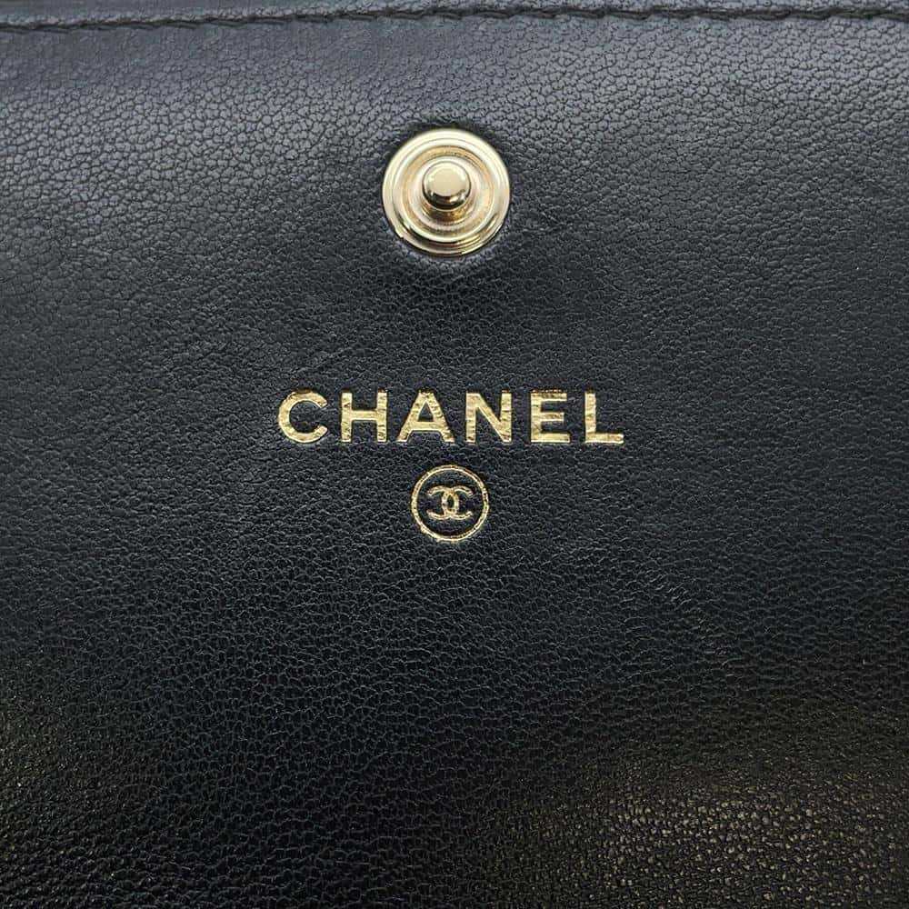 CHANEL Matelasse Flap Chain Wallet Black Lambskin