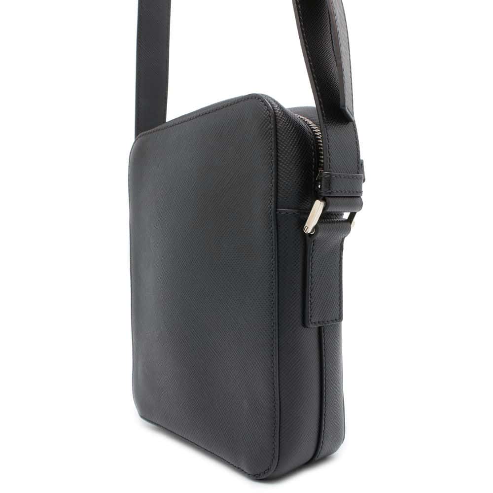 PRADA Saffiano Leather Shoulder Bag with Logo Black 2VH040 Leather