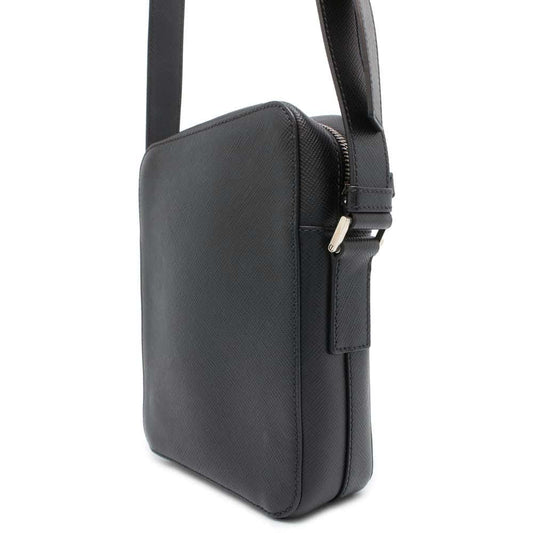 PRADA Saffiano Leather Shoulder Bag with Logo Black 2VH040 Leather