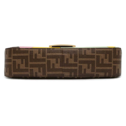FENDI Baguette Antonio Lopez Brown/Multicolor 8BR600 PVC Coated Canvas Leather Size Medium
