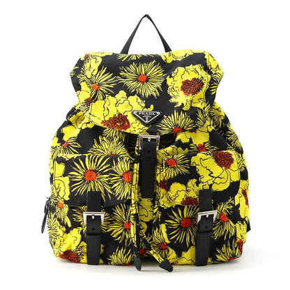 PRADA Backpack Yellow/Black 1BZ811 Nylon Saffiano Leather