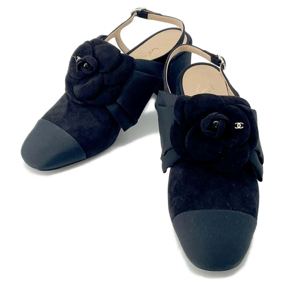 Chanel Camellia Pumps Black G45307 suede Size 37