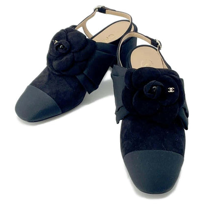 Chanel Camellia Pumps Black G45307 suede Size 37