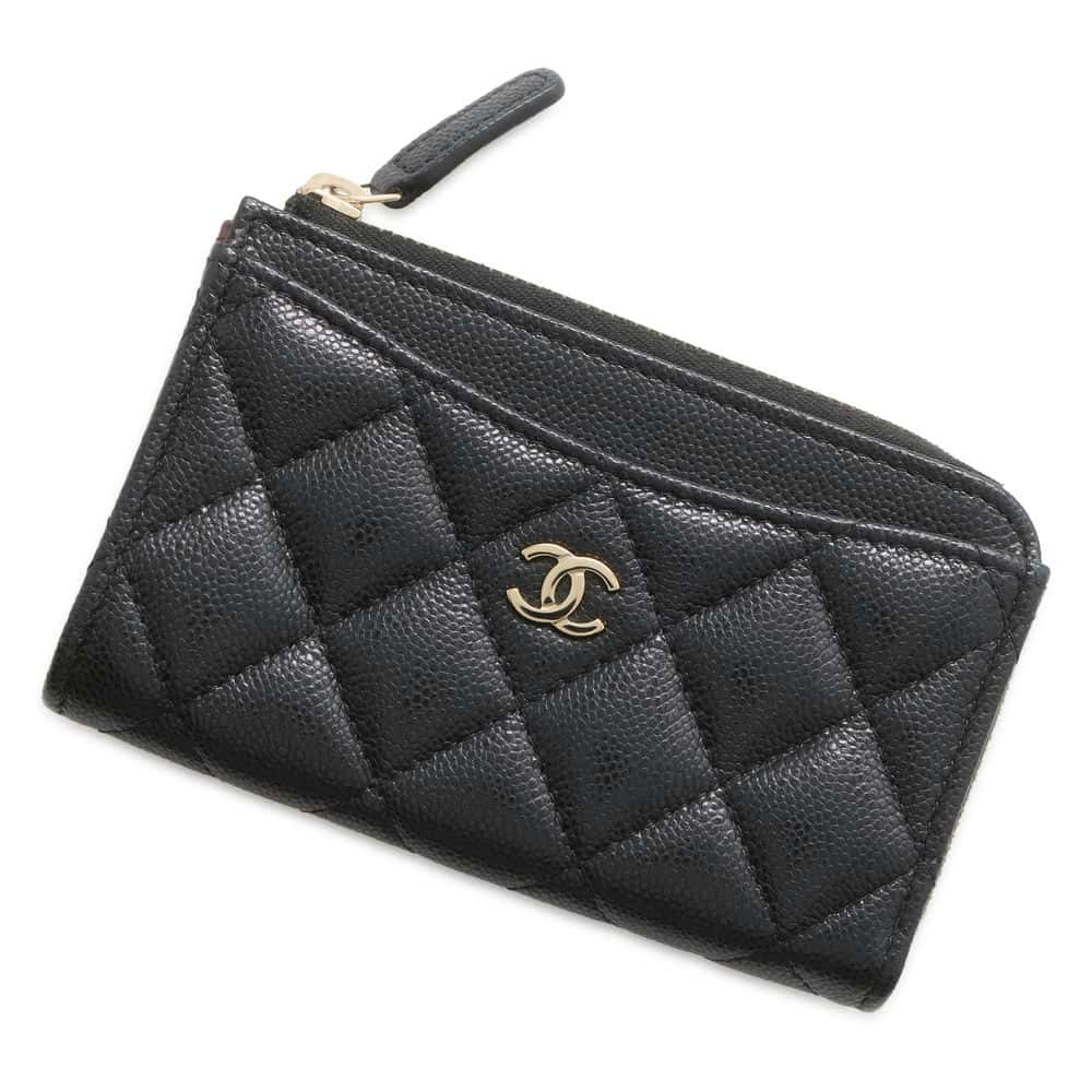 Chanel Matelasse Classic Zip Card Coin Purse Black AP3179 Soft Caviar Leather