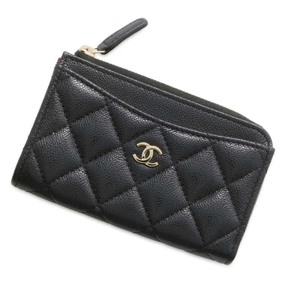 Chanel Matelasse Classic Zip Card Coin Purse Black AP3179 Soft Caviar Leather