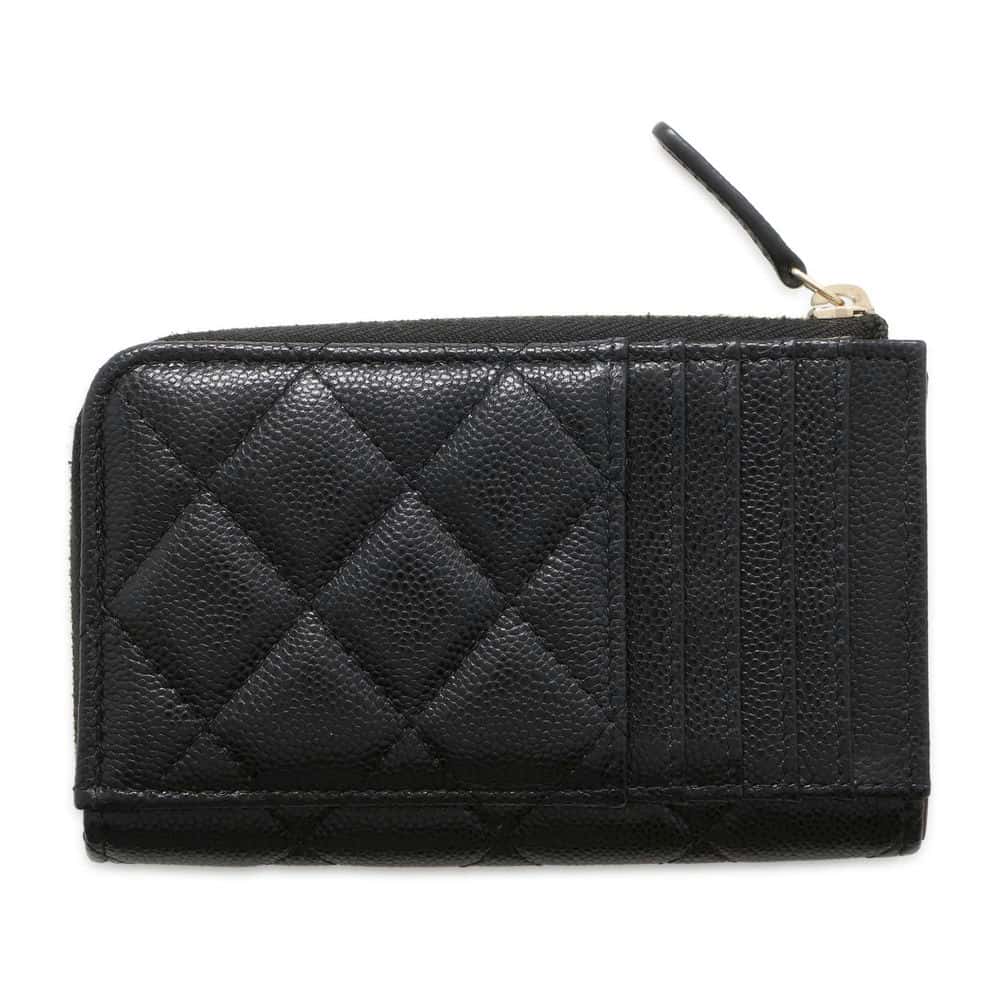 Chanel Matelasse Classic Zip Card Coin Purse Black AP3179 Soft Caviar Leather