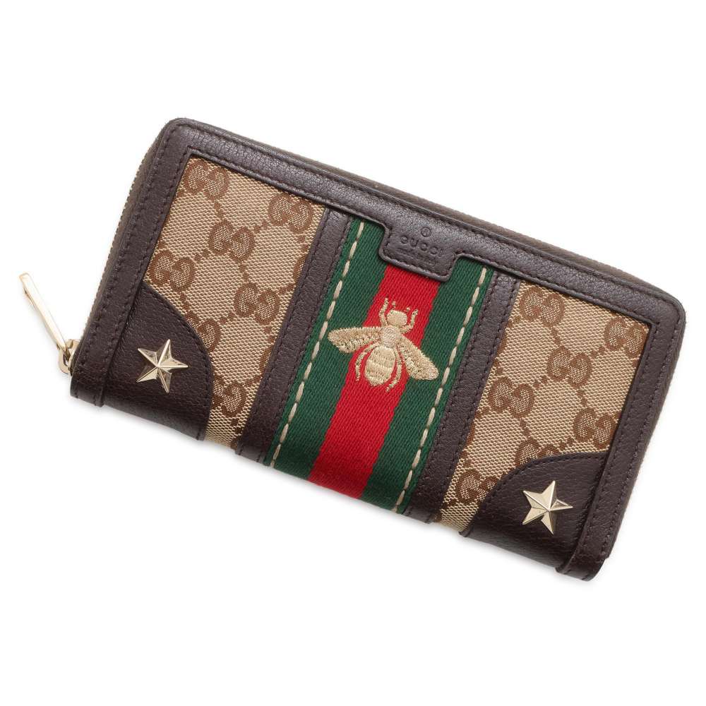 GUCCI Long Wallet Brown 406754 Leather/Canvas