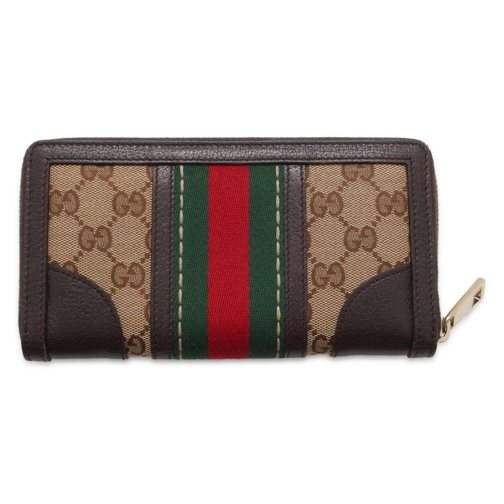 GUCCI Long Wallet Brown 406754 Leather/Canvas