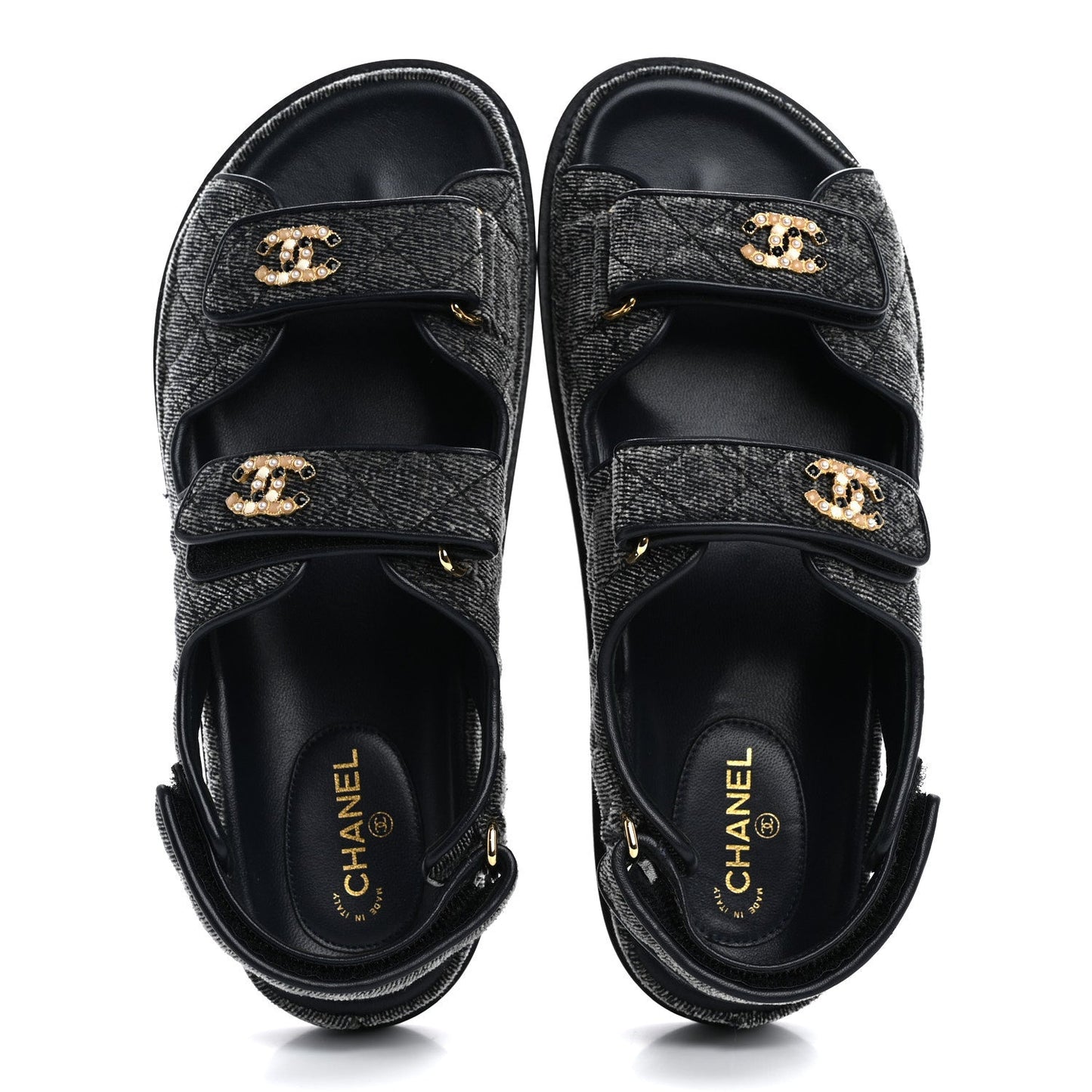 Velvet Velcro Dad Sandals 38.5 Grey