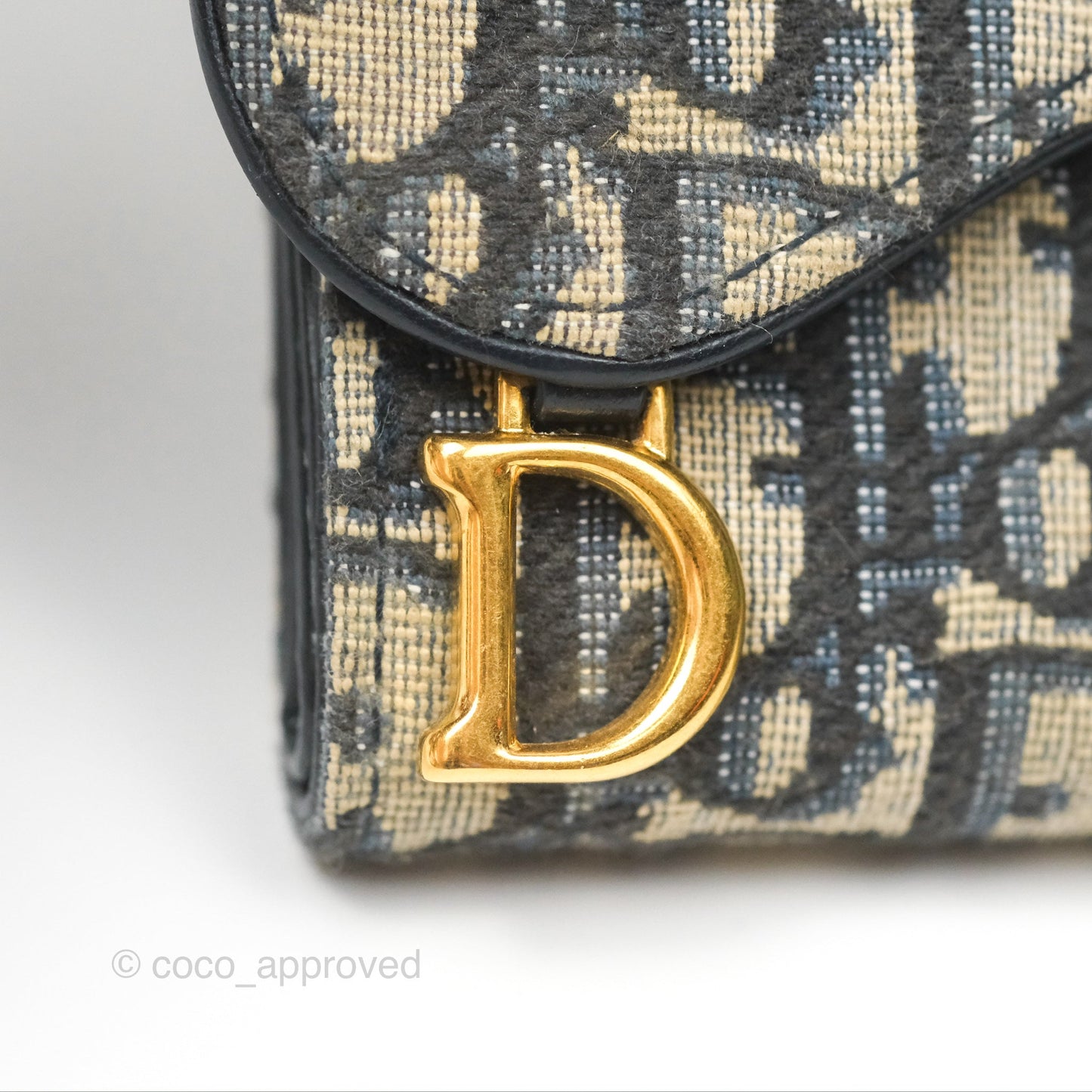 Christian Dior Saddle Small Flap Wallet Blue Dior Oblique Jacquard