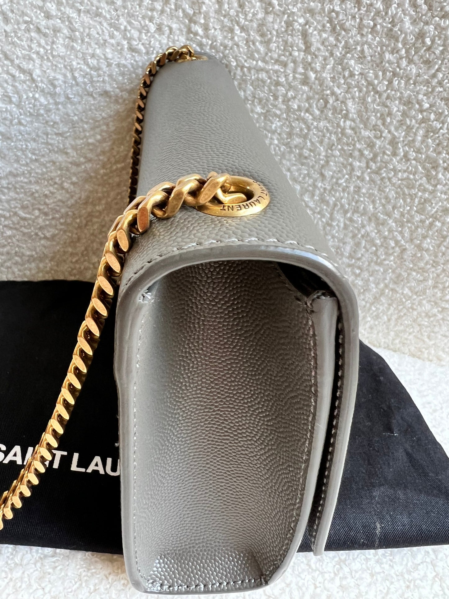 Yves Saint Laurent (YSL) Grey Small Kate with Gold Hardware