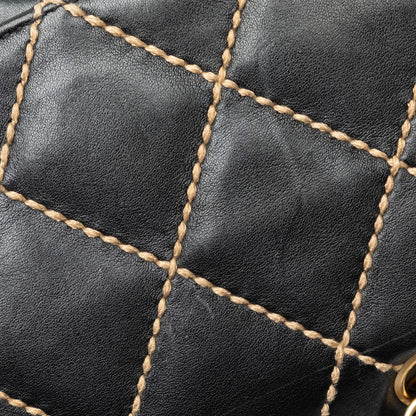 Chanel CC Wild Stitch Leather Flap Bag Leather Shoulder Bag in Good condition