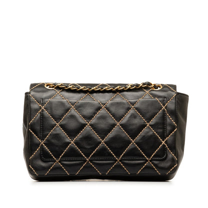 Chanel CC Wild Stitch Leather Flap Bag Leather Shoulder Bag in Good condition