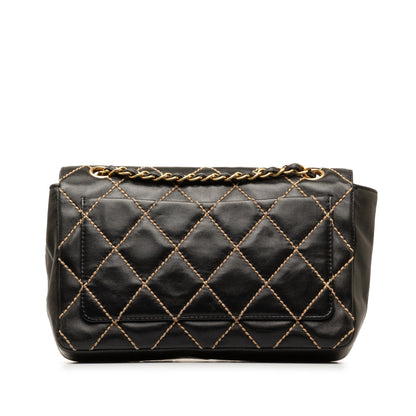 CHANEL CC Wild Stitch Lambskin Flap Shoulder Bag