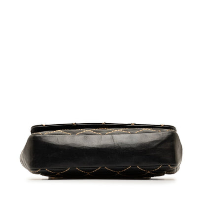 Chanel CC Wild Stitch Leather Flap Bag Leather Shoulder Bag in Good condition