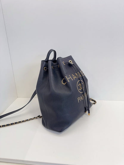 Chanel bucket bag black Caviar leather **cm