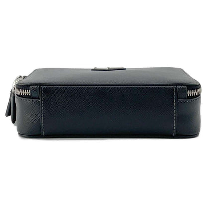 PRADA Triangle Logo Brique Shoulder Black 2VH070 Saffiano LeatherLeather