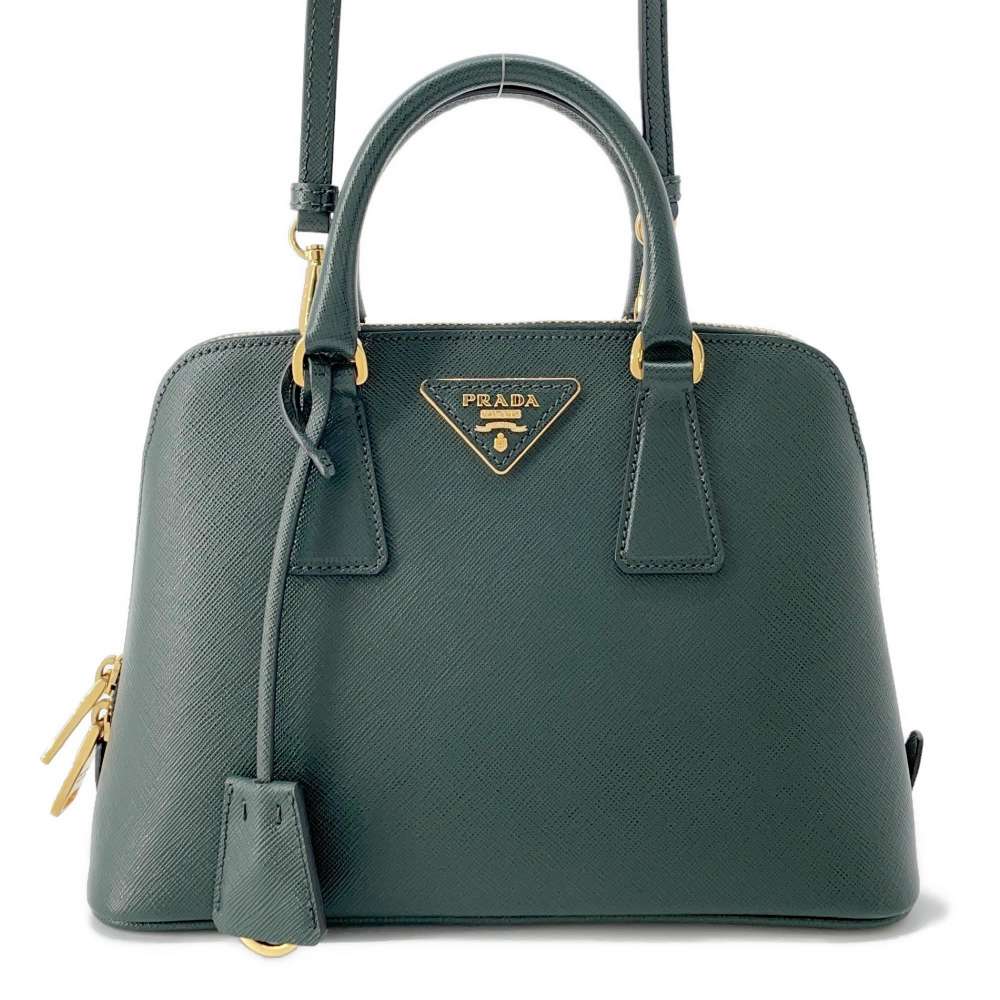 PRADA Saffiano LeatherLux Leather 2WAY Handbag Green BL0838 Saffiano LeatherLux Leather