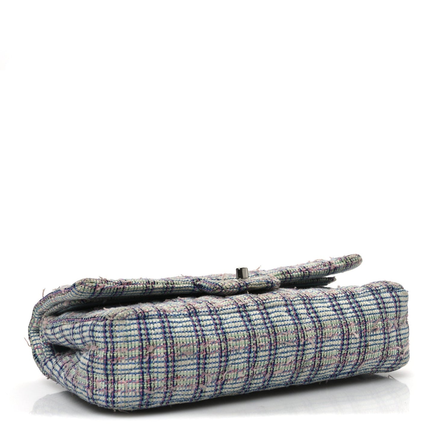 Tweed Quilted Medium Double Flap Blue White Pink Green