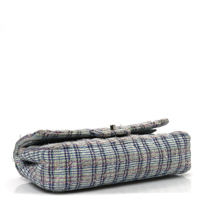 Tweed Quilted Medium Double Flap Blue White Pink Green