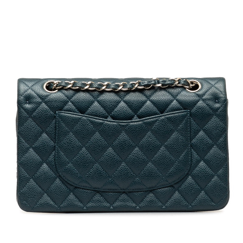 Chanel Mattrase 25 Coco Double Flap Chain Shoulder Bag Blue Silver Caviar S  CHANEL