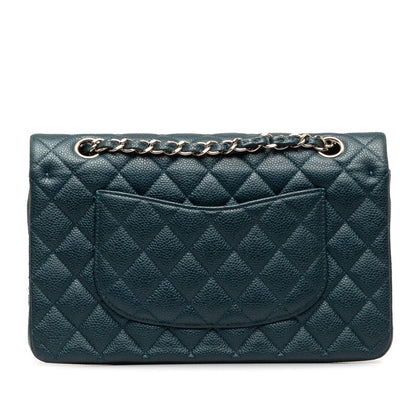 Chanel Mattrase 25 Coco Double Flap Chain Shoulder Bag Blue Silver Caviar S  CHANEL