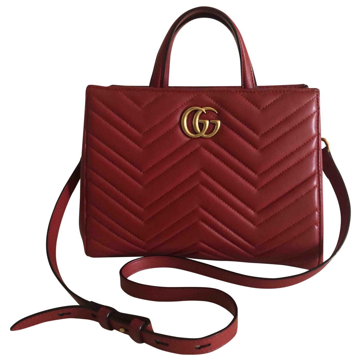 Gucci marmont red leather handbag