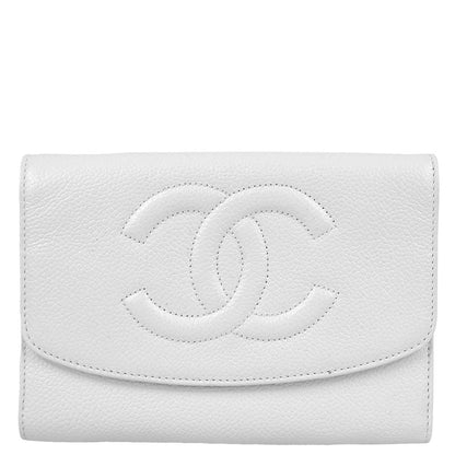 Chanel White Caviar Wallet Purse