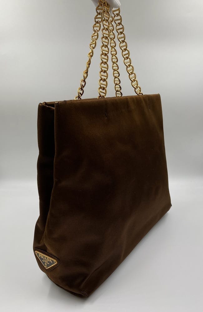 Prada Brown Satin Tote Bag