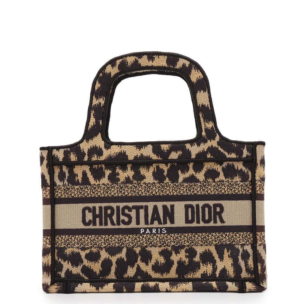 Dior Leopard Book Tote Beige/BlackS5475ZRHM Canvas Size Mini