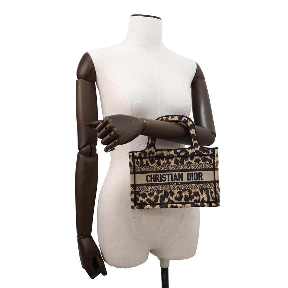 Dior Leopard Book Tote Beige/BlackS5475ZRHM Canvas Size Mini