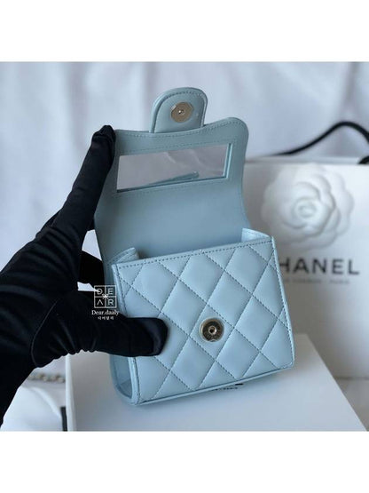 Gold Hardware Lambskin Chain Mini Bag Light Blue Chanel