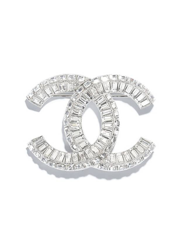 CC Strass Crystal Brooch Silver Chanel