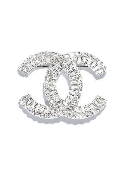 CC Strass Crystal Brooch Silver Chanel