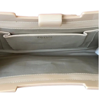 One of a kind, vintage, Fendi ivory Two-way clutch style purse made of Lucite tiles and ivory leather