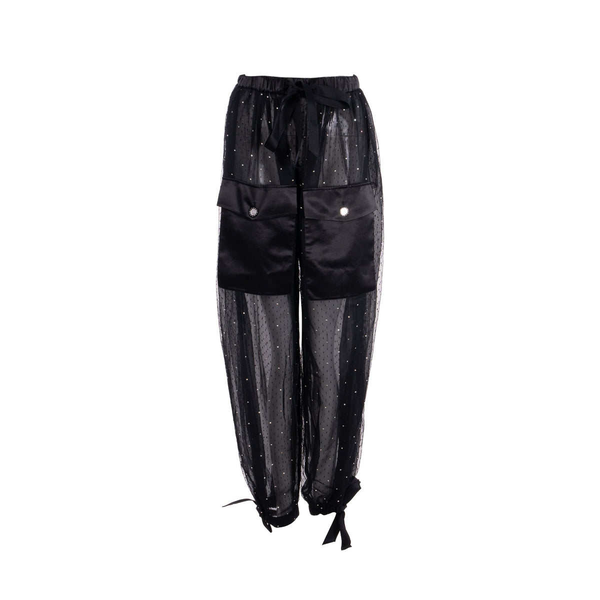 Chanel size 36 19C transparent pants polyamide/ silk black