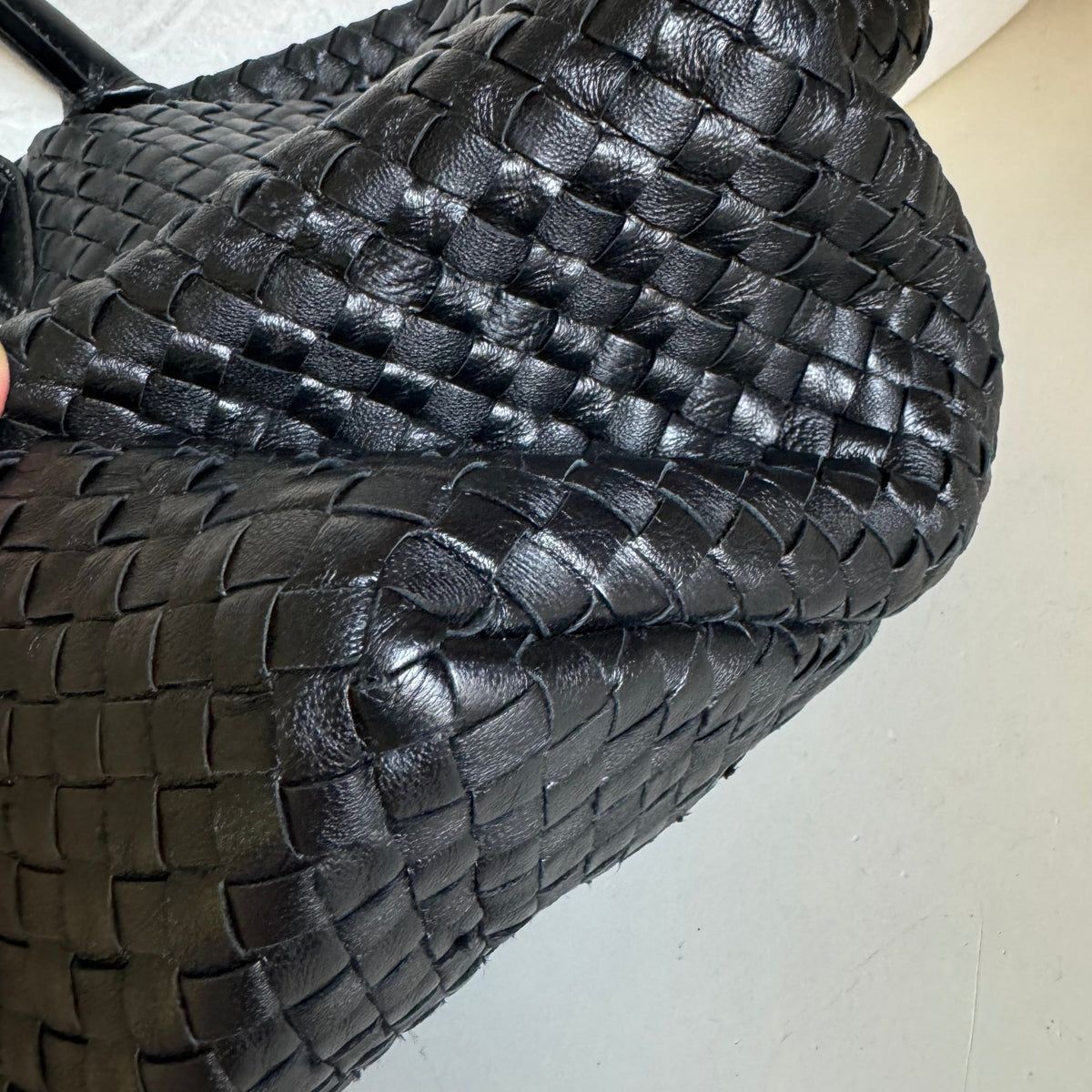 Bottega Veneta Cabat Large Intreccio Leather Tote Bag Black 40cm