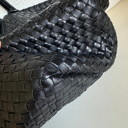 Bottega Veneta Cabat Large Intreccio Leather Tote Bag Black 40cm