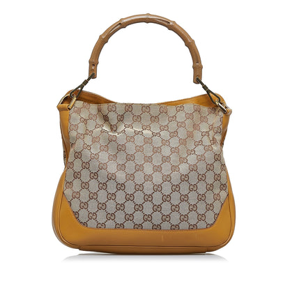 GUCCI GG Canvas Bamboo Web Satchel