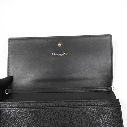 Christian Dior Diorama Croisiere Chain Wallet Black Grained Calfskin Gold Hardware