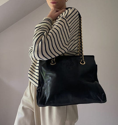 Prada Leather Tote with Chain Handle